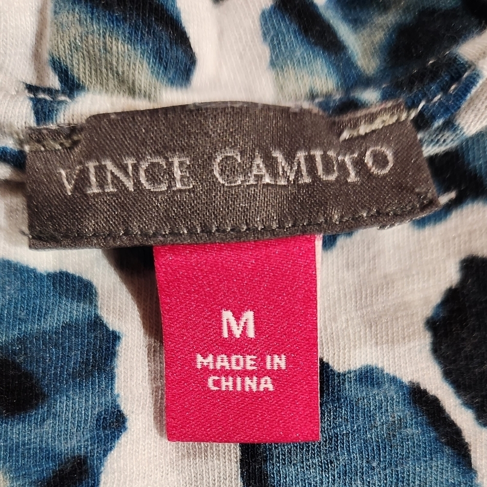 Vince Camuto M‎ blue and taupe leopard print scoop neck short sleeve tee - Picture 2 of 4